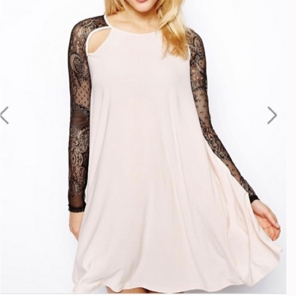 𝅺NEW ASOS SZ 10 LACE ARMS T- BACK DRESS PINK - Picture 8 of 9